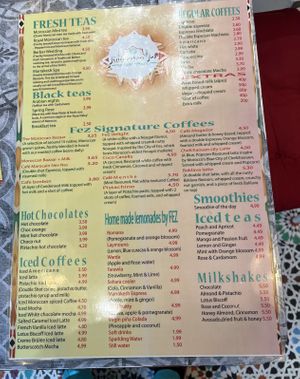 Drinks menu  at Finnieston Fez in Glasgow