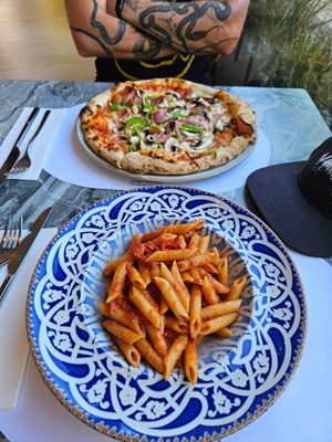 Vegan penne al arrabiata at Casa Il Borgo in Rhodes