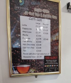 Plant milk options at Caffi Celt in Llanfairpwllgwyngyll