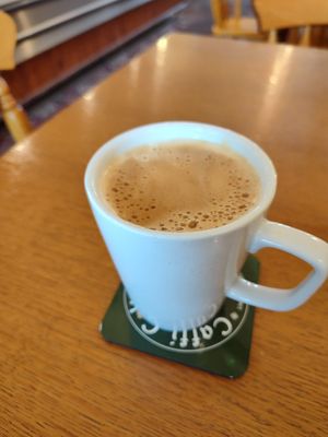 Oat milk latte at Caffi Celt in Llanfairpwllgwyngyll