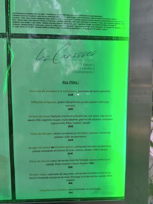 Menu at Bistrot des Canisses in Fontvieille