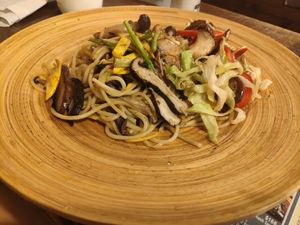 Fried pasta at Veggie Spinner 素食微調 in Hong Kong Island
