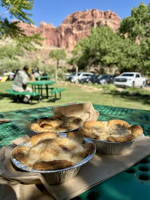 Front two pies are vegan   at Gifford House & Museum Store in Torrey