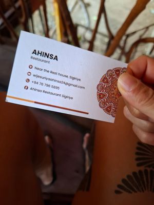 Contact details at Ahinsa Restaurant in Sigiriya
