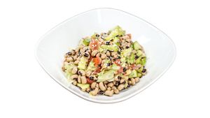 Black eyed beans salad with tomato and cucumber.  at Katina's Tasty Food in Larnaca