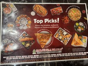 Top picks menu  at Saravana Bhavan in Mississauga