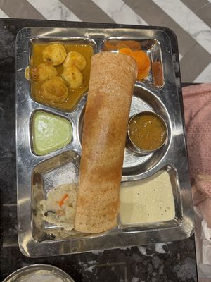 Mini Tiffin - Upma, Mini Idlis and Mini Masala Dosa - All Vegan  at Saravana Bhavan in Mississauga