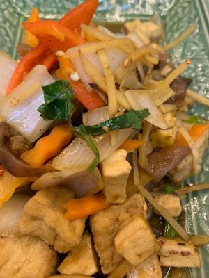 Tofu prepared with Fresh Ginger. 🇵🇸🌏⚖️👩🏽‍🍼🇵🇸 at Begin Vegan Food in Chiang Mai