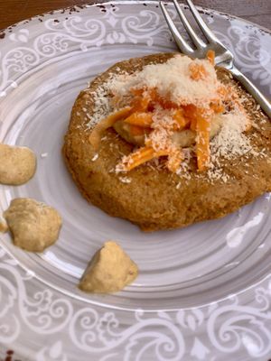 Raw carrot cake with coconut cream at Soul Food in Valletta