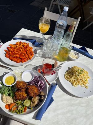 Arrabbiata pasta, Crunchy buddha bowl and Aglio, olio e peperoncino. at Soul Food in Valletta