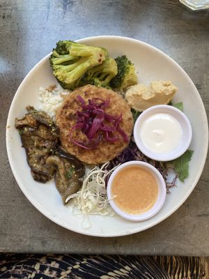 Lentil burger Buddha bowl   at Soul Food in Valletta