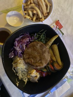 Ayurvedic Buddha bowl and fries  at Soul Food in Valletta