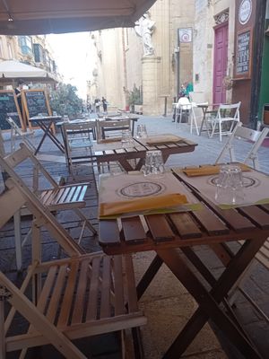 Tables outside at Soul Food in Valletta