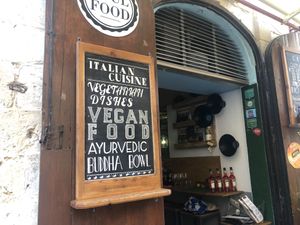 Sign outside at Soul Food in Valletta