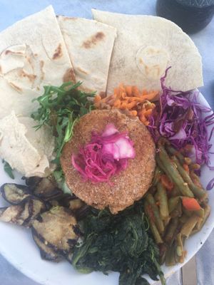 Lentil burger Buddha bowl at Soul Food in Valletta