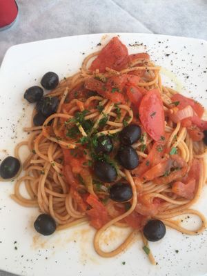 Mediterranean whole wheat pasta at Soul Food in Valletta
