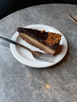 Chocolate and caramelized biscuit cake at Caffe Nero in Castlebar