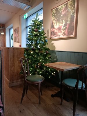 View from a middle booth table at Caffe Nero in Castlebar