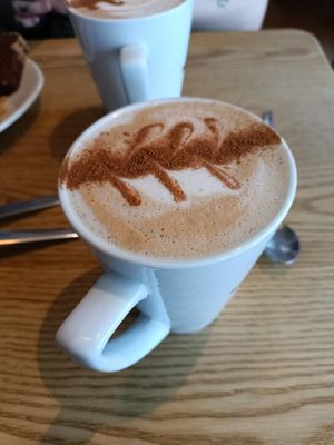Spiced pecan oat latte with cinnamon sprinkle at Caffe Nero in Castlebar