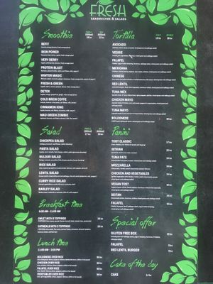 Menu  at Fresh Sandwiches and Salad in Pula