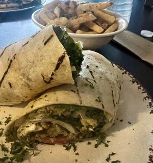 Falafel wrap and fries   at The Mediterranean Joint in Madison