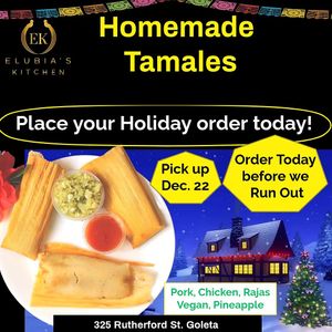 Order Vegan Tamales at Elubia's Kitchen - Santa Barbara Cider Location in Goleta in Goleta