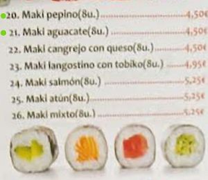 Opciones veganas at Restaurante Sushi Shuang in Tomelloso