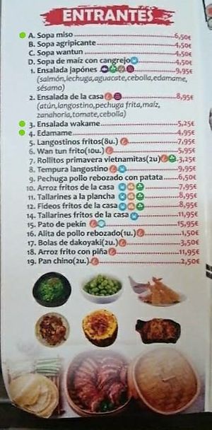 Opciones veganas at Restaurante Sushi Shuang in Tomelloso