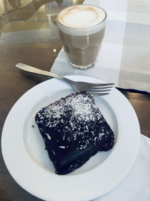 Chocolate square and chai teaa  at Cafeva in Gothenburg