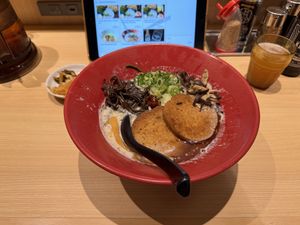 Akamaru Ramen  at Ippudo (Harajuku Takeshitadori Branch) - 一風堂 原宿竹下通り店 in Tokyo
