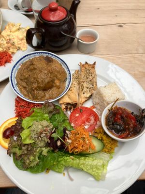 Thai tapas special with the house salad  at Amandines in Diss