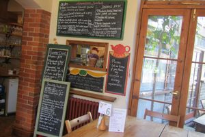 Menu and kitchen area at Amandines in Diss