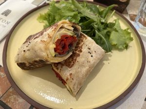 Tortilla with grilled veg  at Avaton 1739 - Coffee & Wine Roof in Naxos