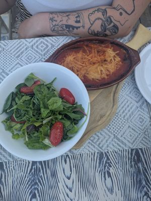 Traditional aubergine dish at Cave Damianos Restaurant in Zakynthos