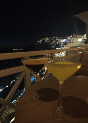 Cocktails with a view at Enigma Cafe in Santorini
