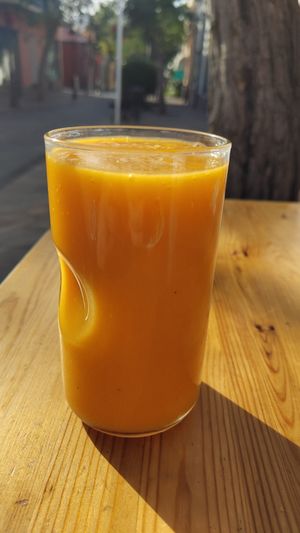Home made juice (mango, pineapple, papaya) at La Vitamina in La Palma