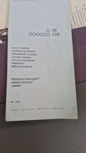 Mochi Menu at Motya Coffee Shop in Funchal