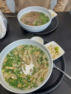Tofu pho soup and a beef pho soup at Pho Viet Bistro in Szazhalombatta