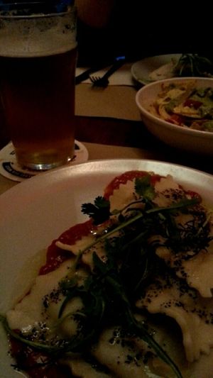 vegan ravioli  at Ale and Hop in Barcelona