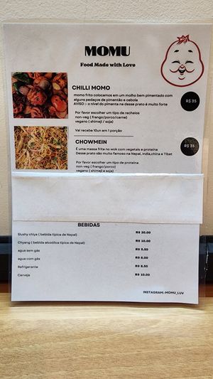 Cardápio at Momu in Sao Paulo