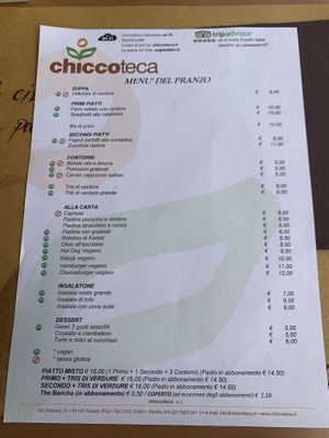 Lunch menu (changes everyday)  at Chiccoteca in Pesaro