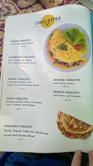 Menu  at Sudha's Kitchen in Auroville