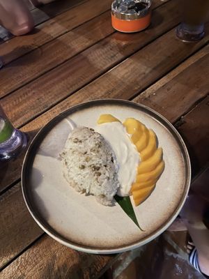 Mango sticky rice with coconut cream   at Mad Monkey in Koh Rong