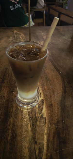 Iced coffee with oatmilk at Mad Monkey in Koh Rong