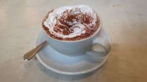 Hot chocolate (amazing) at No Milk Today in Berlin