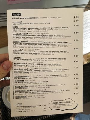 actual menu  at No Milk Today in Berlin