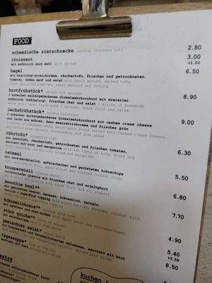 A photo of the menu in March 2023 at No Milk Today in Berlin