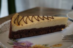 Brownie cheesecake at No Milk Today in Berlin