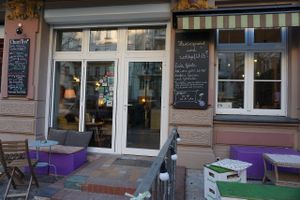 Outdoor sitting area at No Milk Today in Berlin