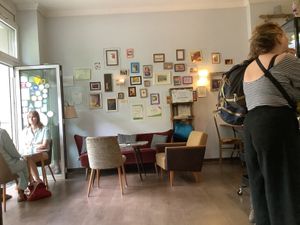 Cafe area at No Milk Today in Berlin